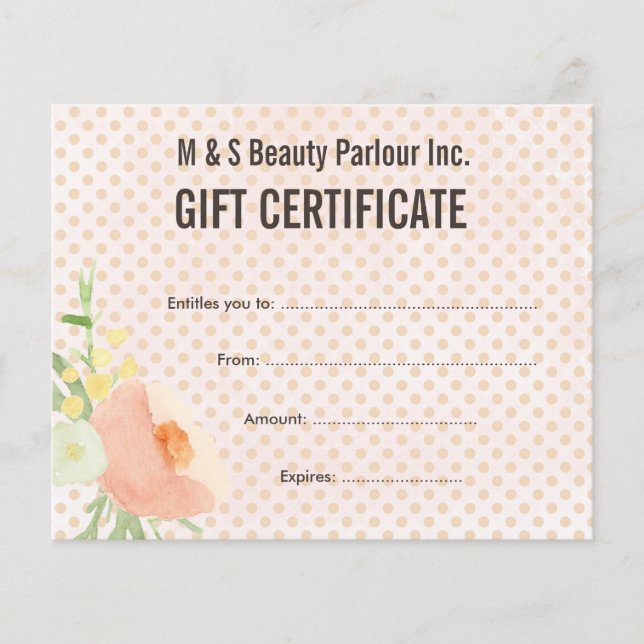 Mall för Hair Beauty Salon Gift-certifikat Flygblad (Framsidan)
