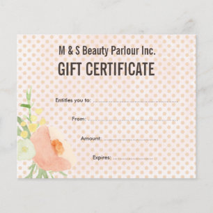 Mall för Hair Beauty Salon Gift-certifikat Flygblad