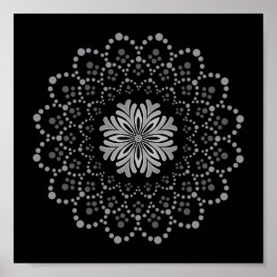 Mall för hämtningsbar Blommigt för elegant Mandala Poster