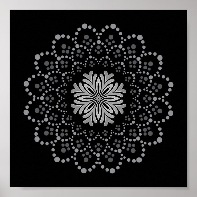 Mall för hämtningsbar Blommigt för elegant Mandala Poster (Framsidan)