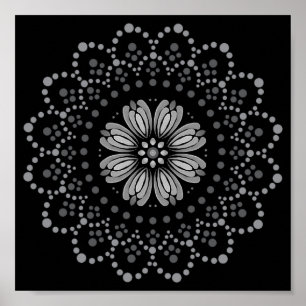 Mall för hämtningsbar Blommigt för elegant Mandala Poster