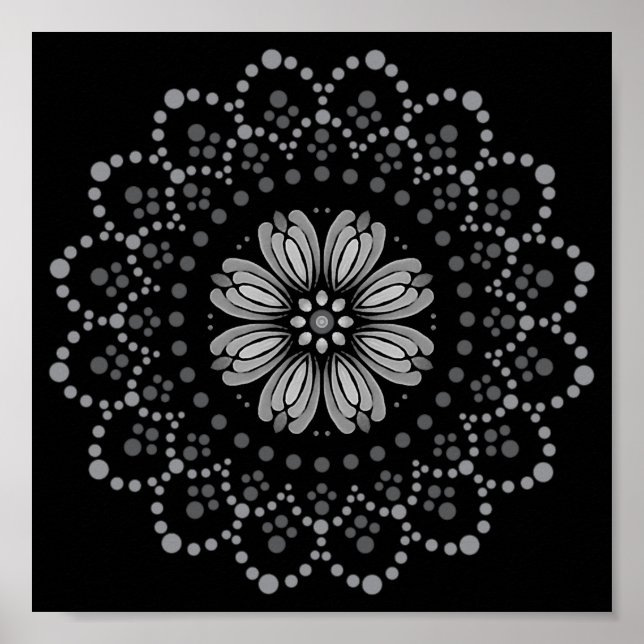 Mall för hämtningsbar Blommigt för elegant Mandala Poster (Framsidan)