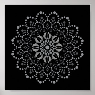 Mall för hämtningsbar Blommigt för elegant Mandala Poster