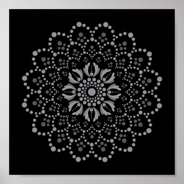 Mall för hämtningsbar Blommigt för elegant Mandala Poster (Framsidan)