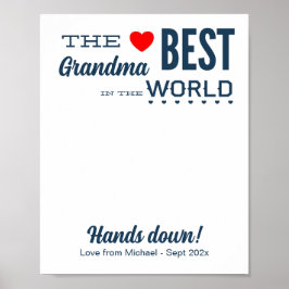 Mall för handavtryck av bästa Grandma-Anpassningsb Poster