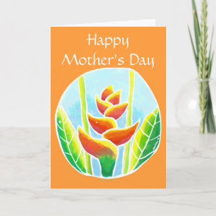 Mall för Heliconia tropisk blommaMothersDay kort