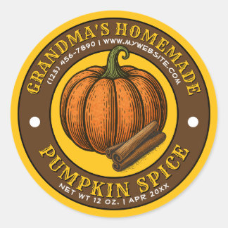 Mall för hememade Pumpkin Spice Runt Klistermärke