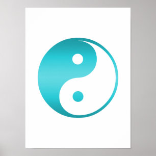 Mall för illustration för Yin Yang krickablått Poster