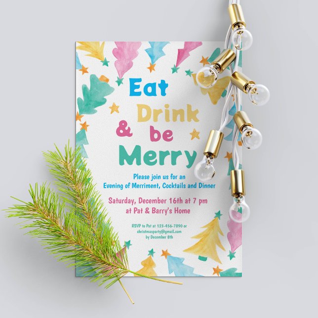Mall för inbjudan att koppla samman grupp och dra  (Eat Drink & be Merry Party Invitation Template)