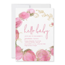 Mall för inbjudan till babyvisare, Rosa