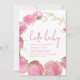 Mall för inbjudan till babyvisare, Rosa