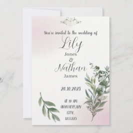 Mall för inbjudan till Beige och rosa bröllop