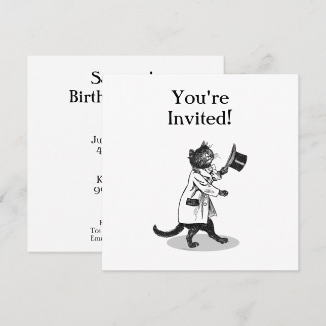 Mall för inbjudan till Cat-Anpassningsbar för cool (Fram/baksida)