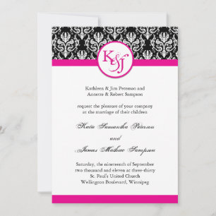 Mall för inbjudan till Classy Shock rosa Damask-br