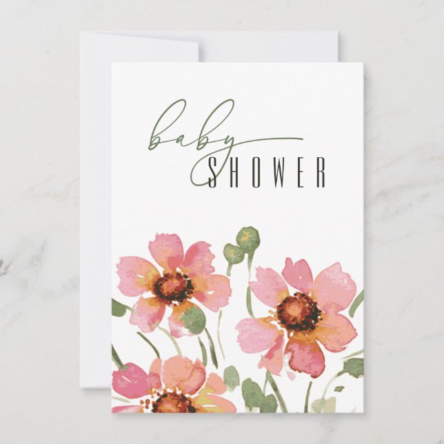 Mall för inbjudan till elegant babyvisningsprogram (Framsida)