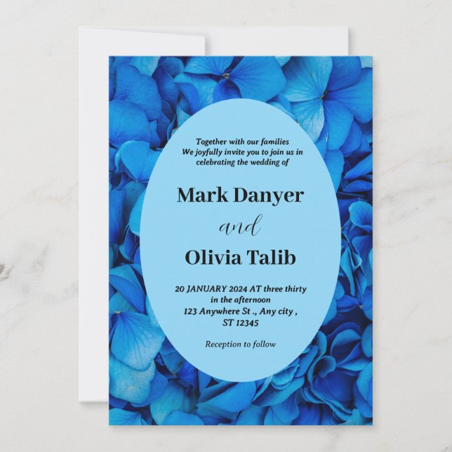 Mall för inbjudan till elegant Blue Board Wedding (Framsida)