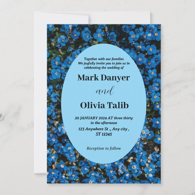 Mall för inbjudan till elegant Blue Board Wedding (Framsida)