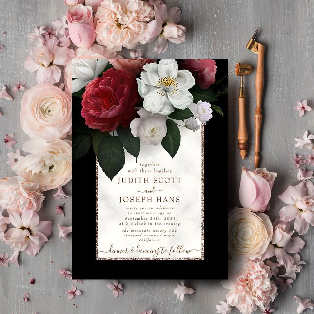 Mall för inbjudan till elegant Bouquet-bröllop (Skapare uppladdad)