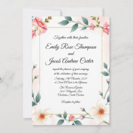 Mall för inbjudan till elegant Rosa Blommigt  bröl