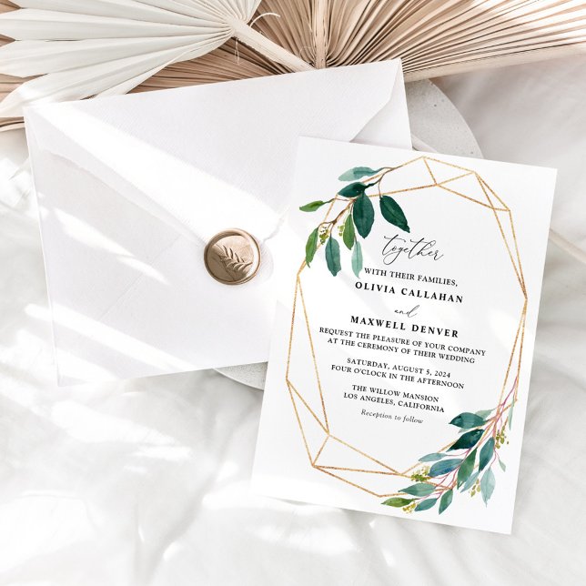 Mall för inbjudan till Eucalyptus Greenery Wedding (Skapare uppladdad)