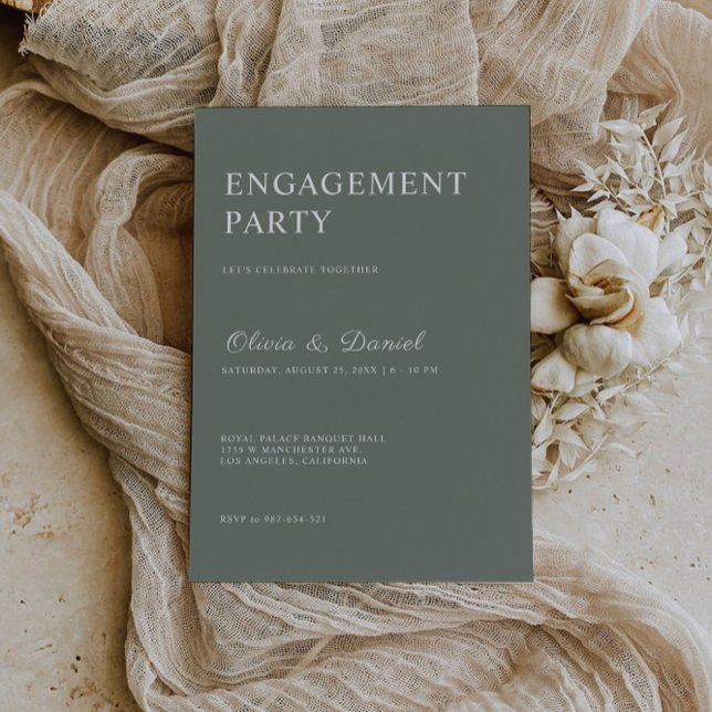 Mall för inbjudan till Förlovning av Grönt (Sage Green Engagement Invitation Template)