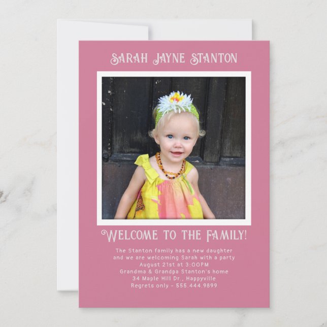 Mall för inbjudan till foto för Party-adoption för (Framsida)