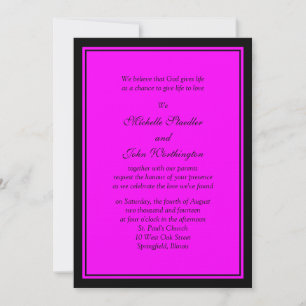 Mall för inbjudan till Fuschia Rosa & Black Weddin