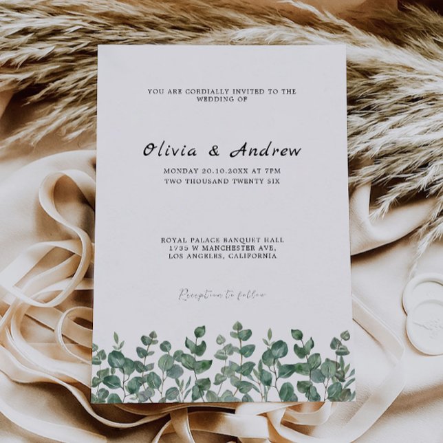 Mall för inbjudan till Greenery Wedding (Greenery Wedding Invitation Template)