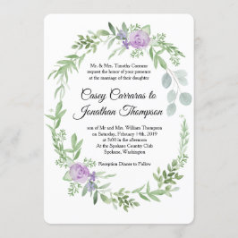 Mall för inbjudan till Grey- och Lavender-bröllop