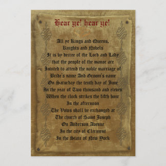 Mall för inbjudan till medieval bröllopsinbjudan