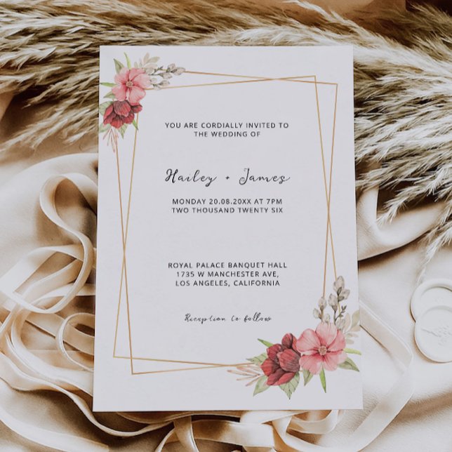 Mall för inbjudan till Ro-bröllop (Rose Wedding Invitation Template)