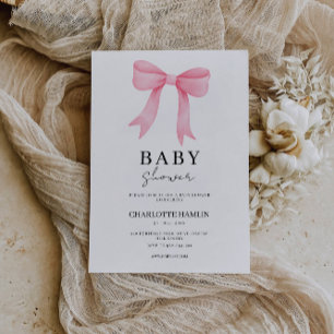 Mall för inbjudan till rosa Bow Baby Shower
