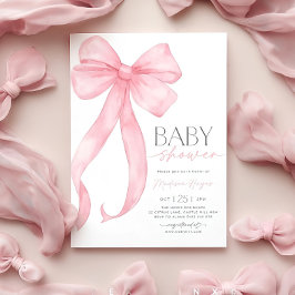 Mall för inbjudan till rosa Bow Baby Shower utskri