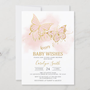 Mall för inbjudan till rosa Butterfly Baby Shower