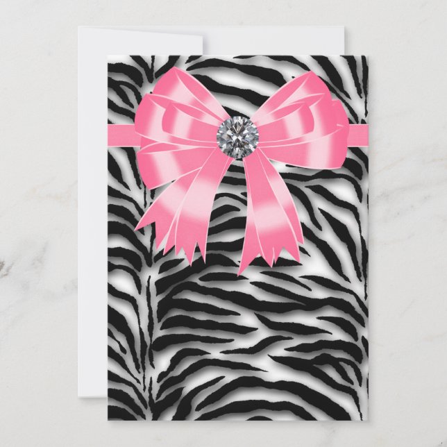 Mall för inbjudan till Rosa Zebras fest (Framsida)