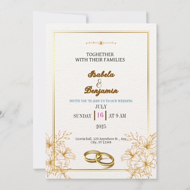 Mall för inbjudan till Rustic Boho Wedding (Framsida)