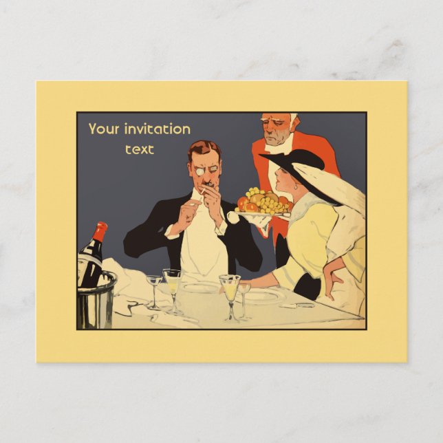 Mall för inbjudan till stil-middag för Classy vint (Framsida)