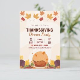 Mall för inbjudan till thanksgiving-middag (redige