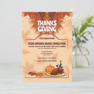 Mall för inbjudan till thanksgiving part