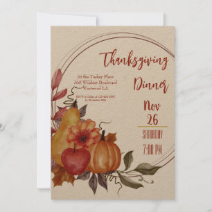 Mall för inbjudan till thanksgiving under middagen