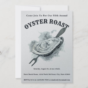 Mall för inbjudan till vintage Oyster Roast-lista