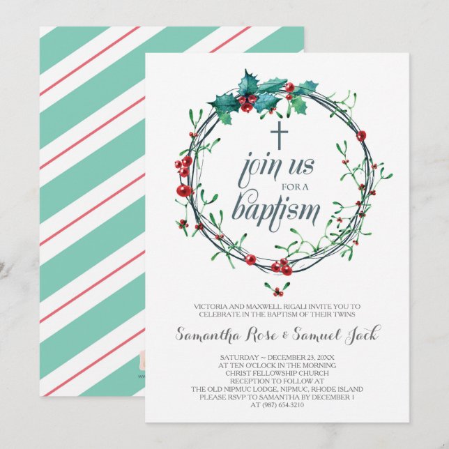 Mall för inbjudan till vinterbaptism (Fram/baksida)