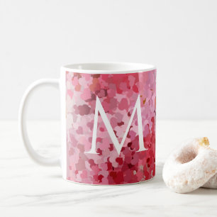 Mall för inledande Rosa Red Violet Hearts Kaffemugg
