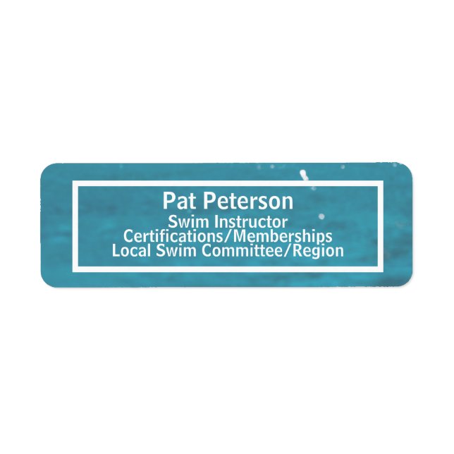 Mall för instruktör för simma Vatten Polo Dive Bas Returadress Etikett (Framsidan)