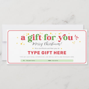 Mall för intyg om julklapp för julklapp för anpass