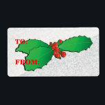 Mall för julholly Helgdag Gift-Märkre Fraktsedel<br><div class="desc">Holly löv över fallna snö-märkre. Mall för Anpassade.</div>