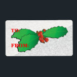 Mall för julholly Helgdag Gift-Märkre Fraktsedel<br><div class="desc">Holly löv över fallna snö-märkre. Mall för Anpassade.</div>
