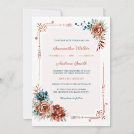 Mall för kalk och bränd Orange Guld Bröllop