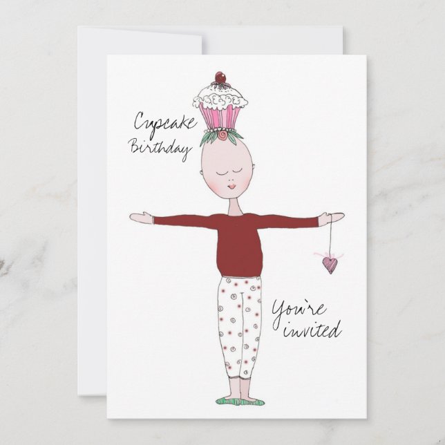 Mall för kallelse av cupkaka-födelsedag (Framsida)