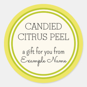 Mall för kanderade Citrus Peel Gift-etiketter Runt Klistermärke